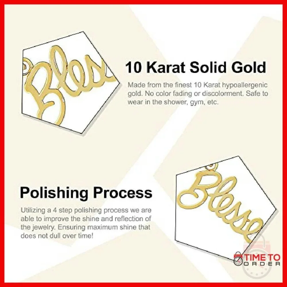 10K Solid Gold Blessed Charm Pendant for Necklace Bracelet